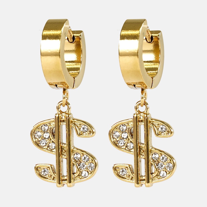 Golden Money Sign Earrings – Gold Plated Stainless Steel Gold