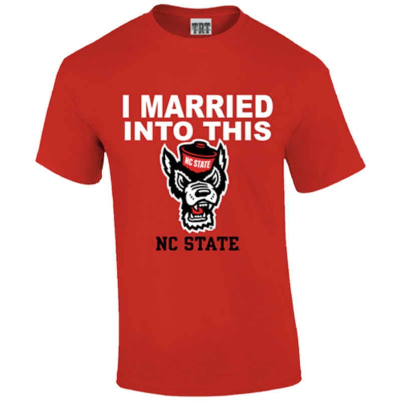 NC State Wolfpack Red I Married Into This Wolfhead T-Shirt Small
