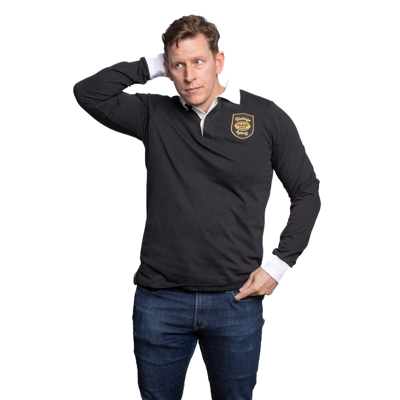 1823 Vintage Rugby Shirt S Black
