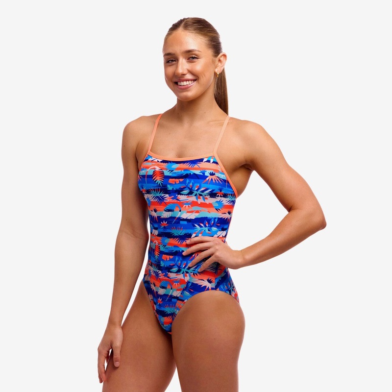 Funkita Womens Single Strap One Piece- Forever Fossil 10