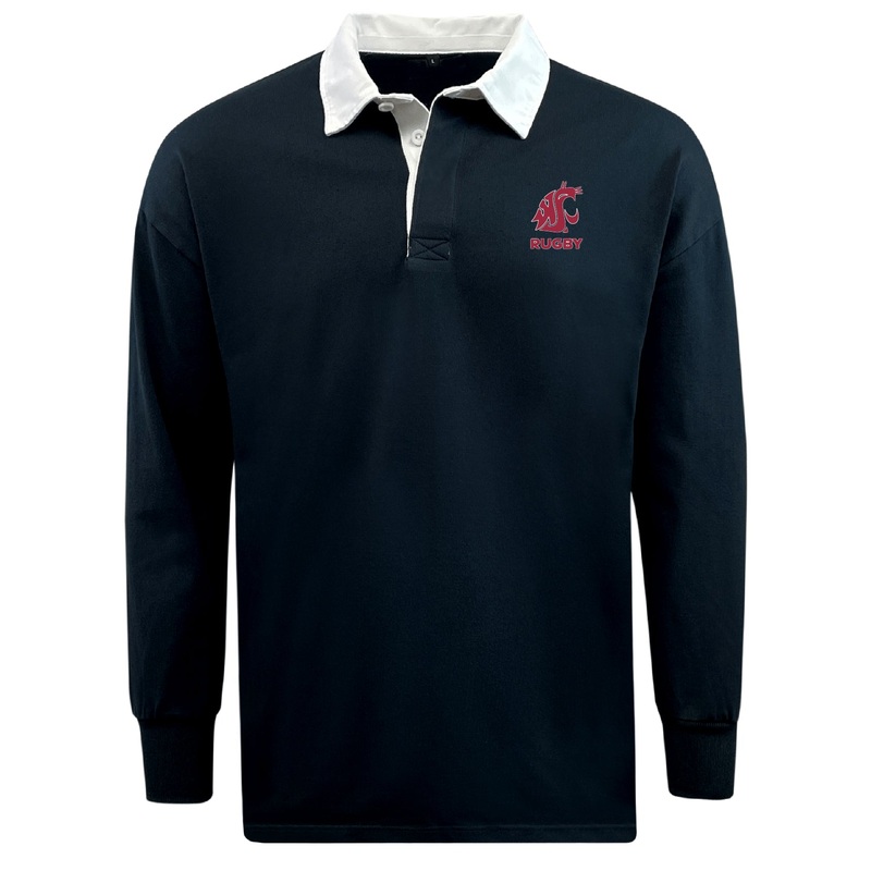 Washington State University Classic Long Sleeve Solid Rugby Jersey S Black