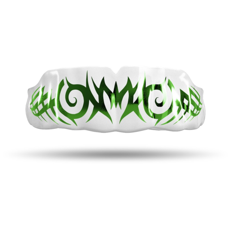 Chrome Emerald Green Tribal On White