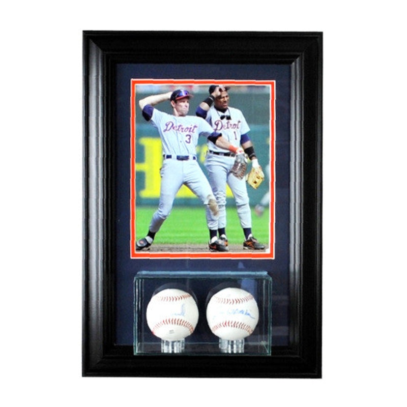 Wall Mounted Double Baseball Display Case and 8×10 Photo