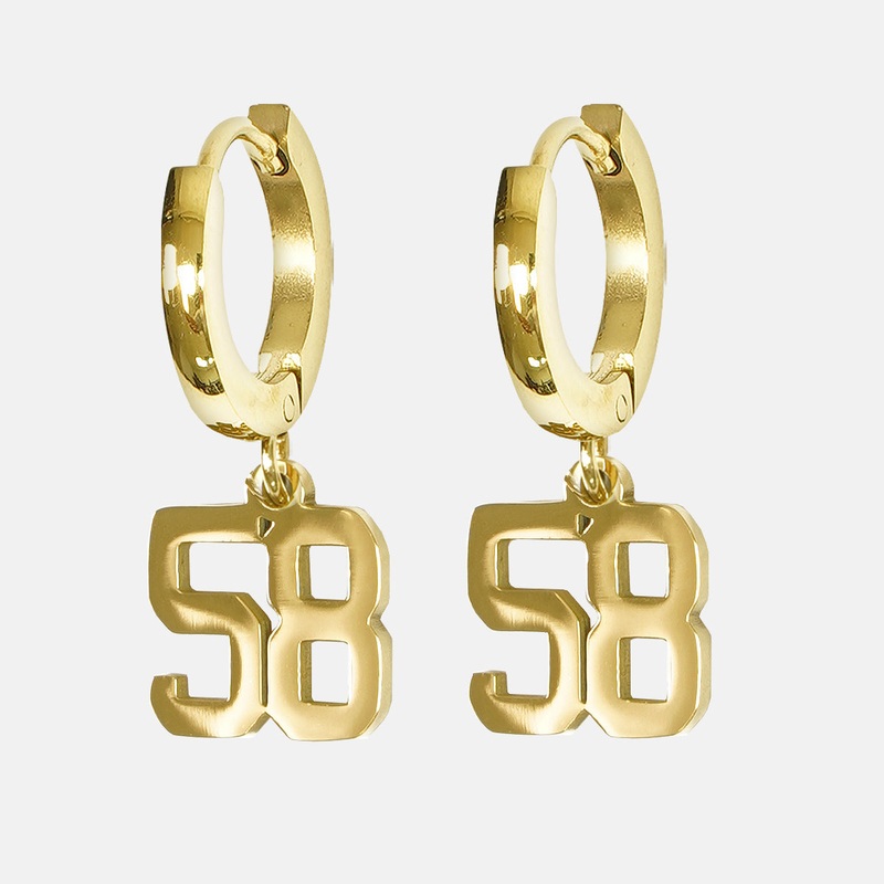 58 Number Earring – Gold Plated Stainless Steel Gold