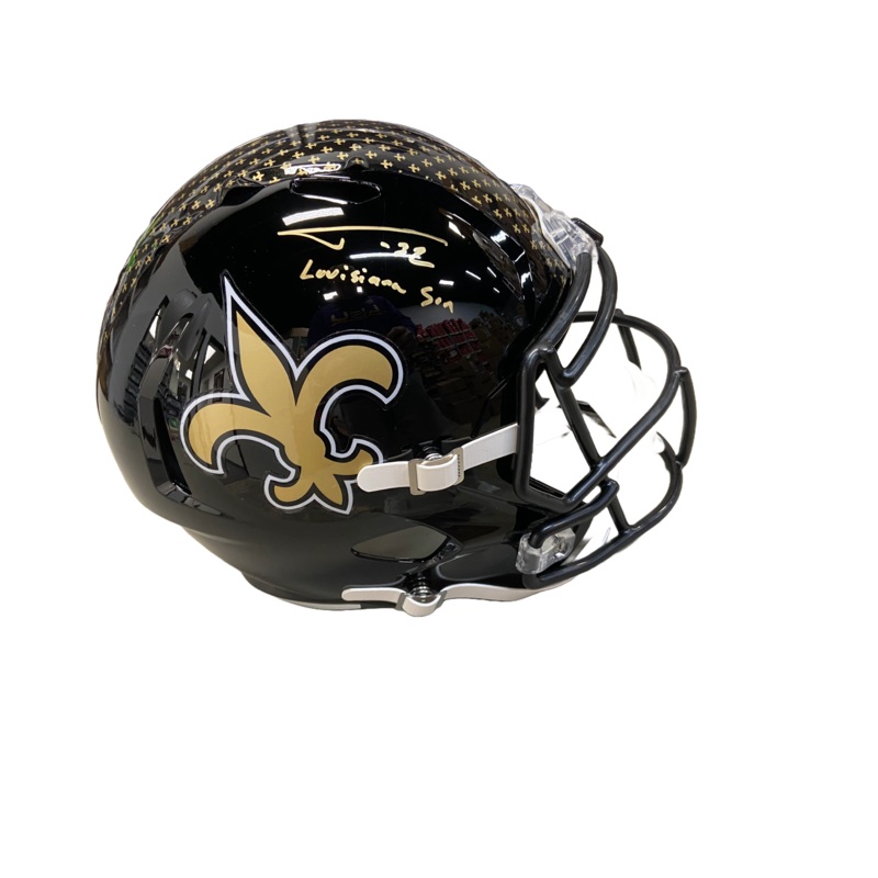 Tyrann Mathieu Autographed “Louisiana Son” Replica Black On-Field Alternate Saints Full Size Football Helmet
