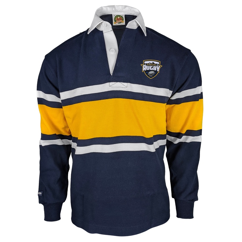 Alaska Rugby Collegiate Stripe Jersey Navy/White/Gold X-Small