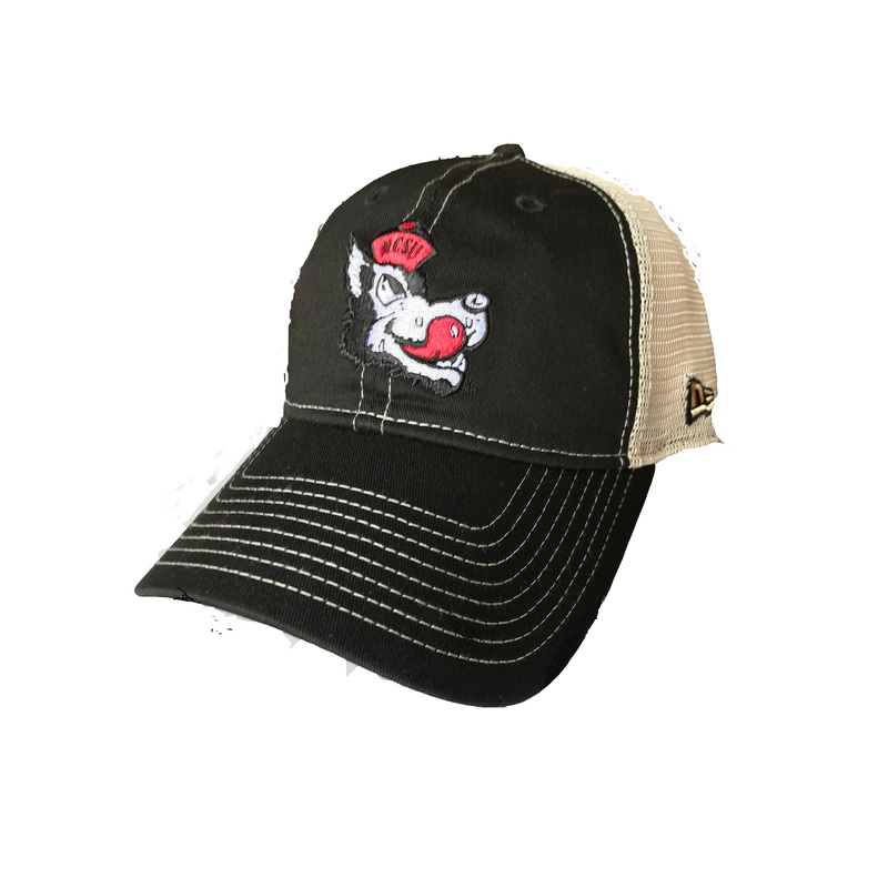 NC State Wolfpack New Era Black Slobbering Wolf 9Twenty Mesh Adjustable Hat