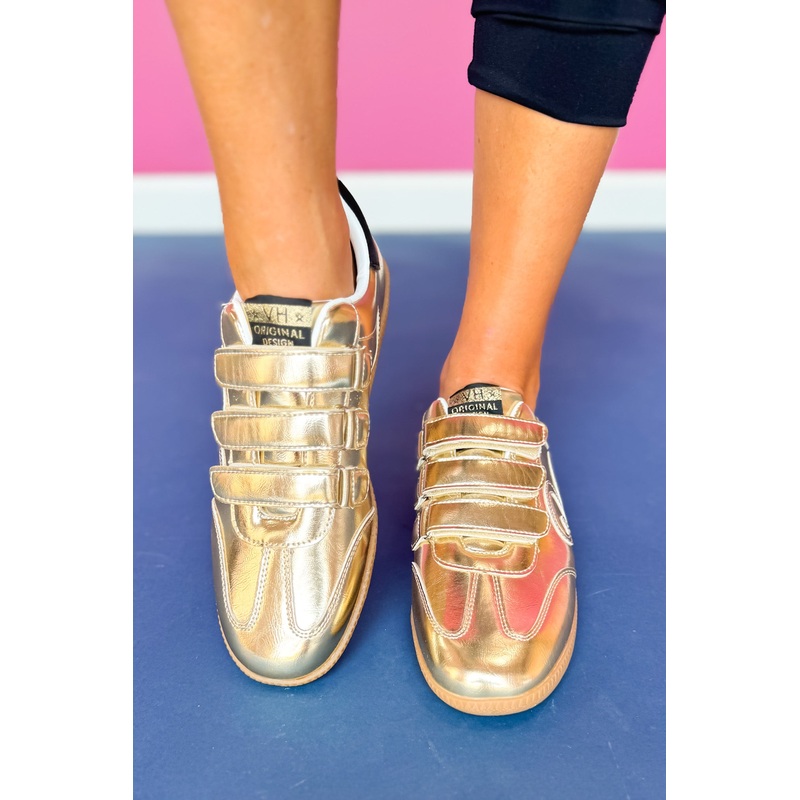 Vintage Havana Gold Metallic Strap Logo Sneakers 5.5