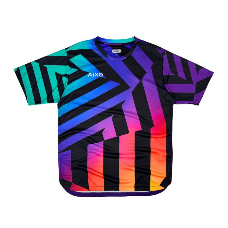 Aixo Rainbow Chaos Mens T-Shirt – Black Black XS