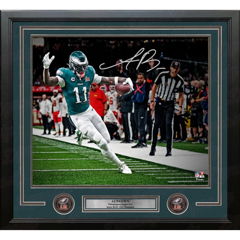 AJ Brown Super Bowl LIX Action Philadelphia Eagles Autographed 16″ x 20″ Framed Football Photo