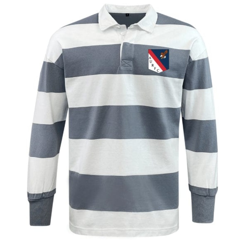 American University Classic Long Sleeve Hooped Rugby Jersey S Grey