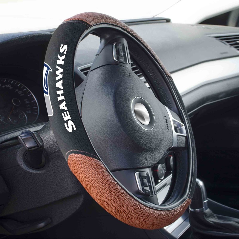 Fanmats Seattle Seahawks Football Grip Steering Wheel Cover 15″ Diameter