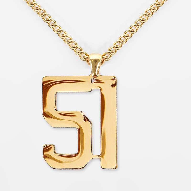 51 Number Pendant with Chain Kids Necklace – Gold Plated Stainless Steel Kids (16″) Gold