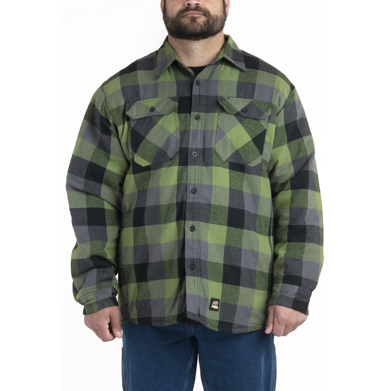 Berne Men’s Tall Timber Flannel Shirt Jacket PLAID SLATE MT