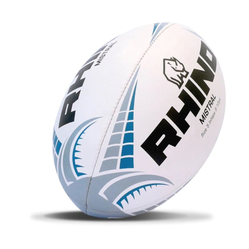 Rhino Mistral No Grip Rugby Skills Ball White S5