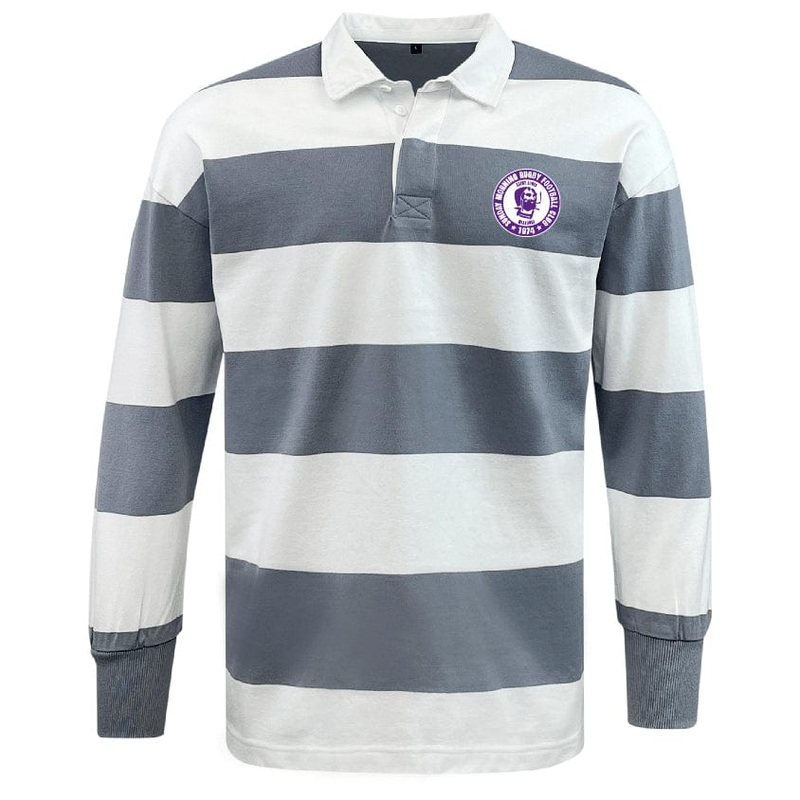 Sunday Morning RFC Classic Long Sleeve Hooped Rugby Jersey S Grey