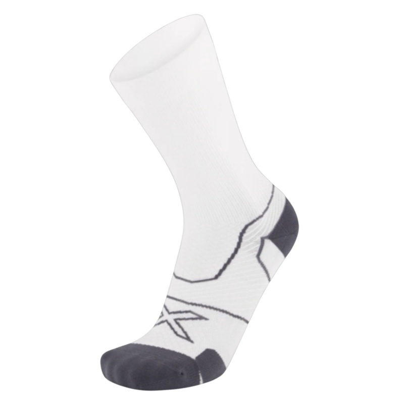 2XU Vectr Cushion 1/4 Crew Compression Socks White-Grey S