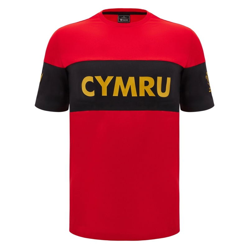 Wales 24/25 CYMRU Leisure T-Shirt by Macron S Red