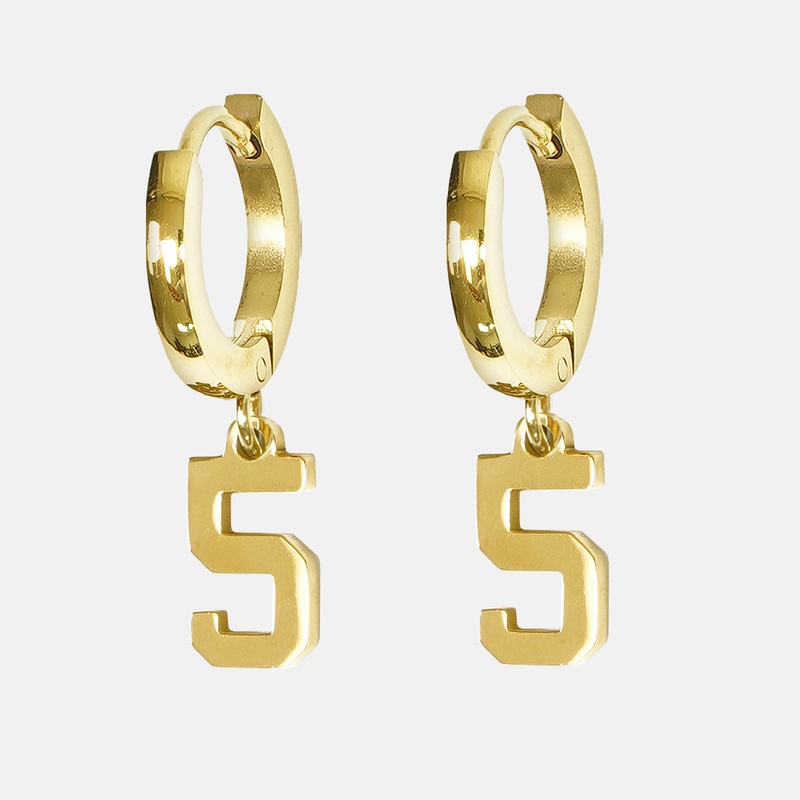 5 Number Earring – Gold Plated Stainless Steel Gold