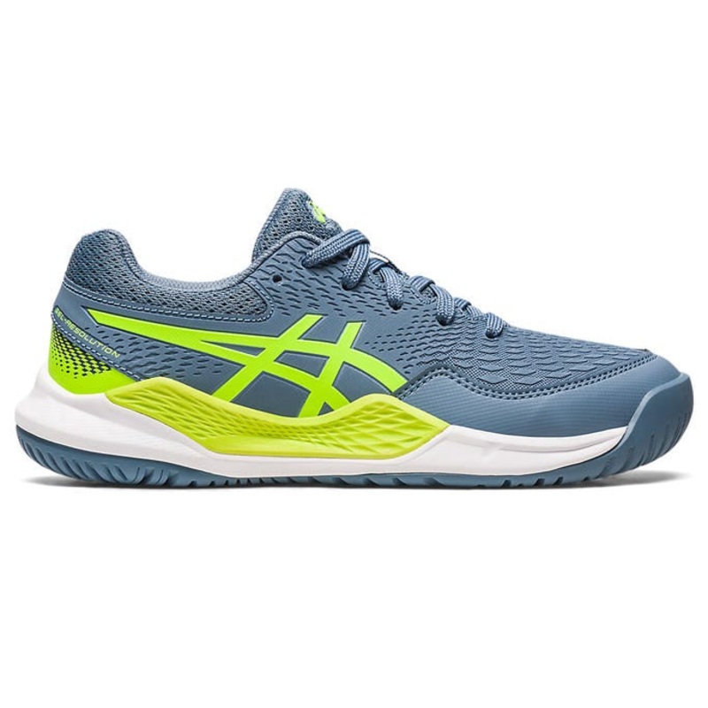 Asics Kids Gel Resolution 9 GS – Steel Blue/Hazard Green US 3