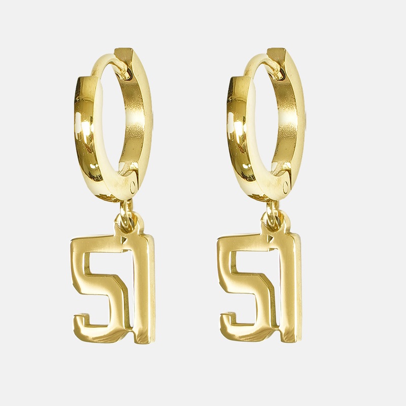 51 Number Earring – Gold Plated Stainless Steel Gold
