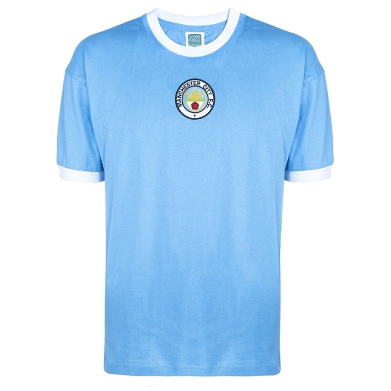 Score Draw Mens Manchester City 1972 Home Shirt XL Sky