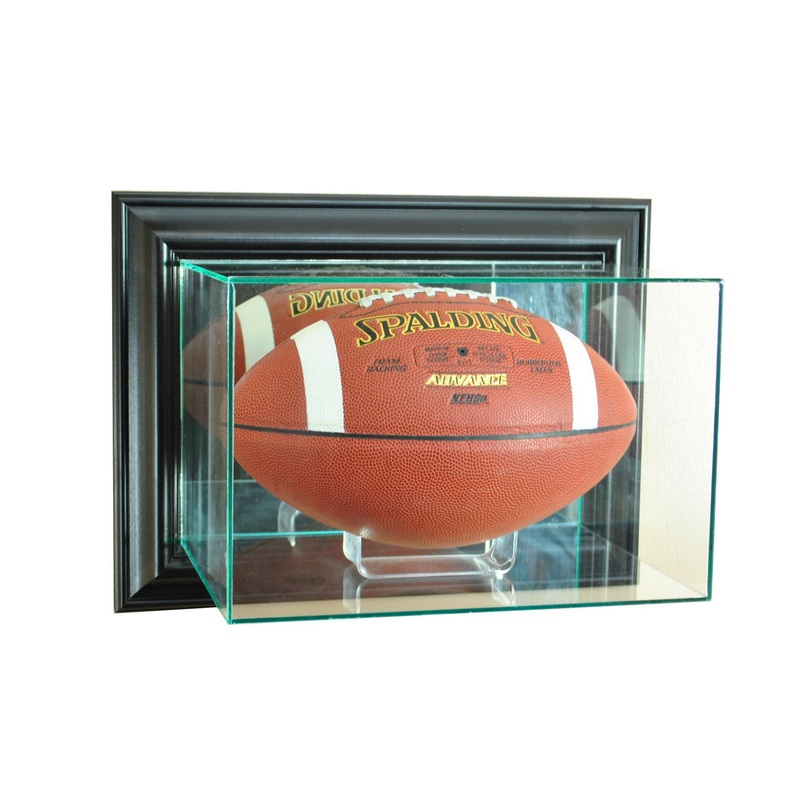 Wall Mounted Football Display Case with Mirror