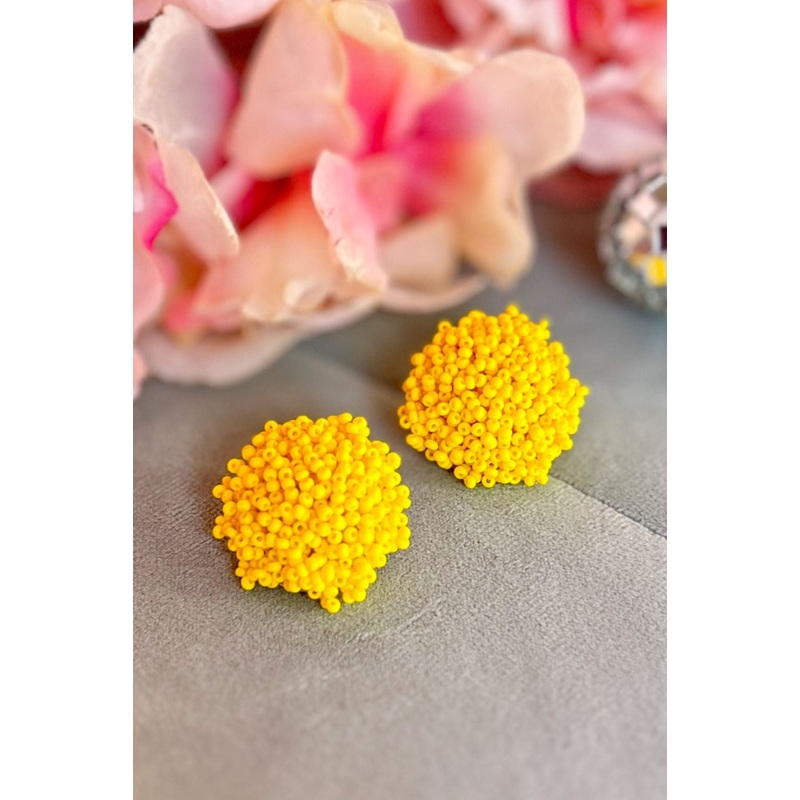 Yellow Bead Cluster Earring