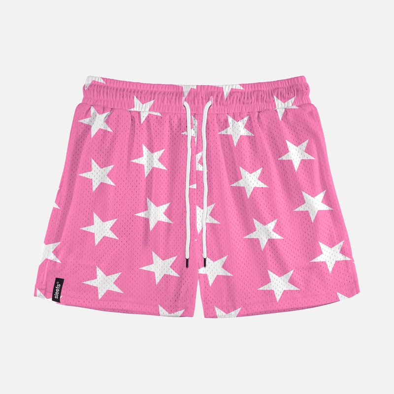 Stars Pattern Pink Shorts – 5″ S Pink