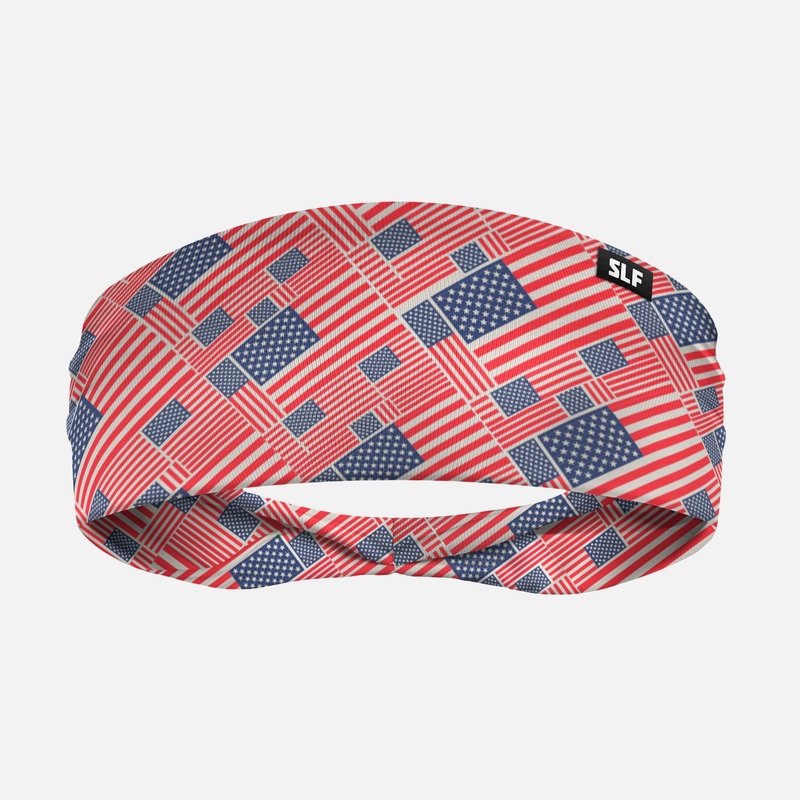 USA Flag Pattern Muted Color Headband ONE SIZE Red/White/Blue