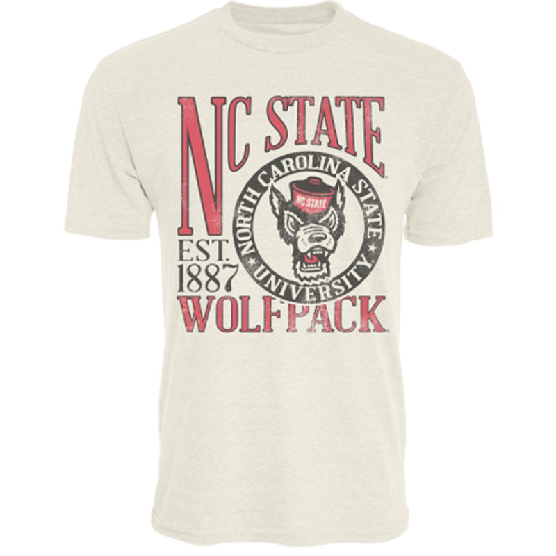 NC State Wolfpack Oatmeal First Dibs Circle Wolfhead T-Shirt 2XLarge