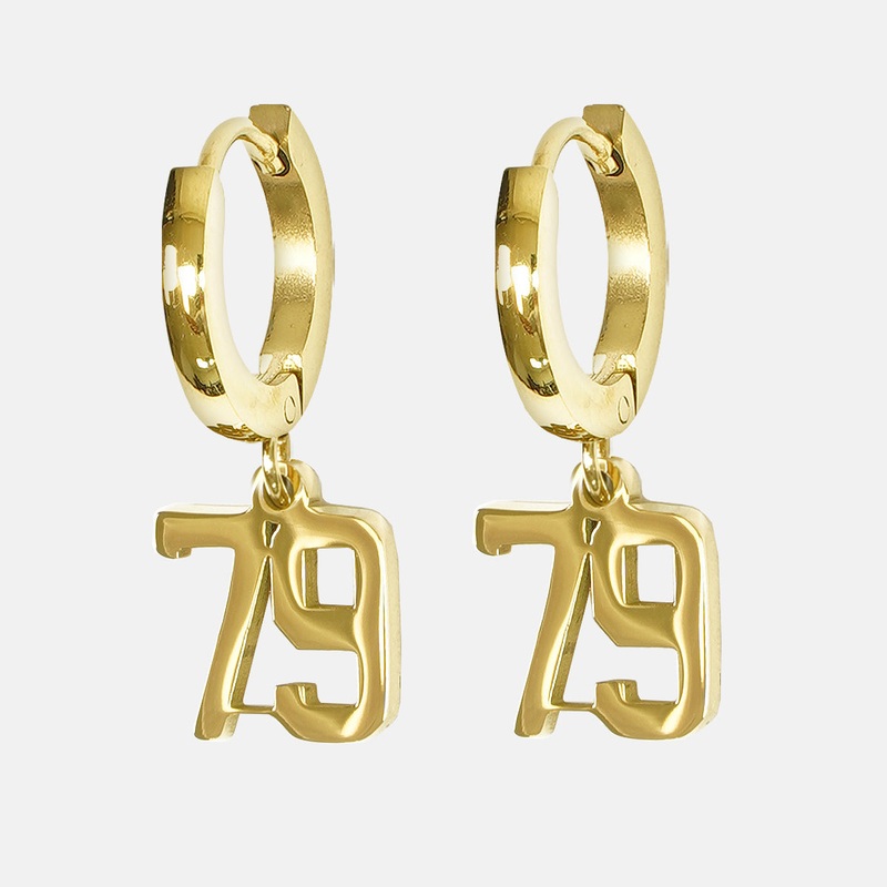 79 Number Earring – Gold Plated Stainless Steel Gold