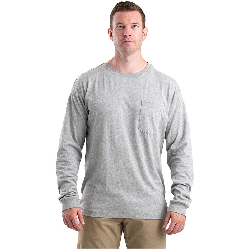Berne Unisex Performance Long-Sleeve Pocket T-Shirt HEATHER GREY S