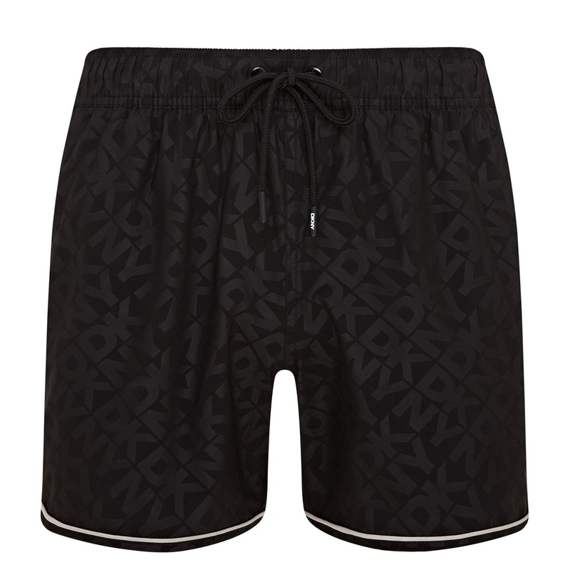 DKNY All Over Logo Lettering Swim Short Medium Black Print