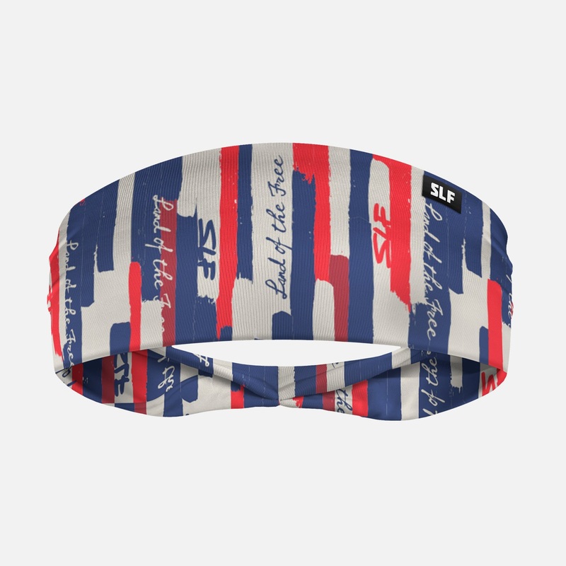 Land of the Free Vertical Muted Color Headband ONE SIZE Red/White/Blue