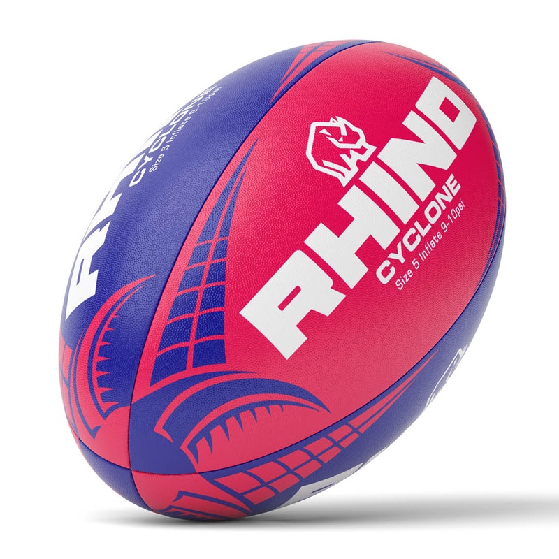 Rhino Cyclone Rugbybal Blauw/roze Maat 5 5