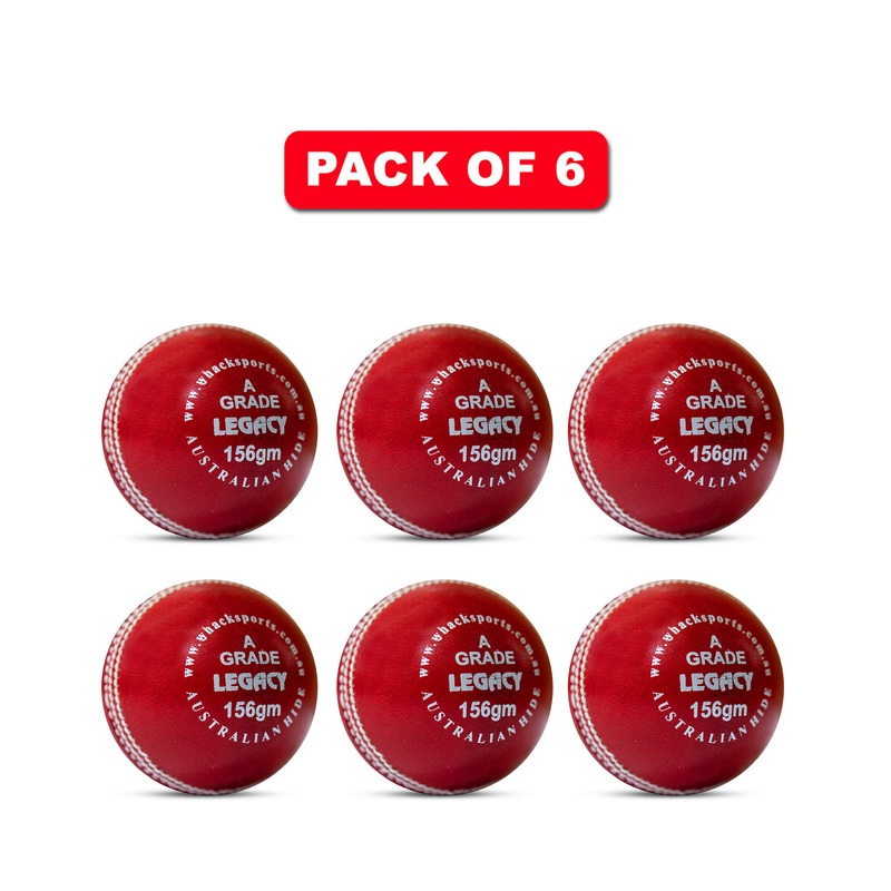 WHACK 4pc Legacy Leather Cricket Ball Bundle – 156gm – Red – Pack of 6x or 12x Pack of 6