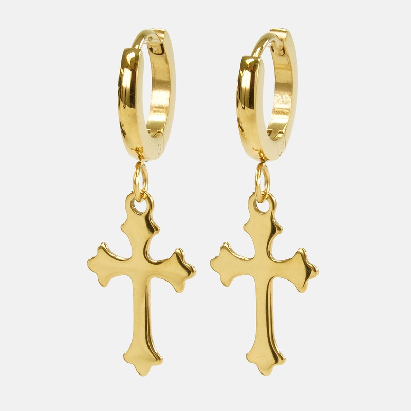 Gothic Cross Earrings – Gold Plated Stainless Steel ONE SIZE Gold