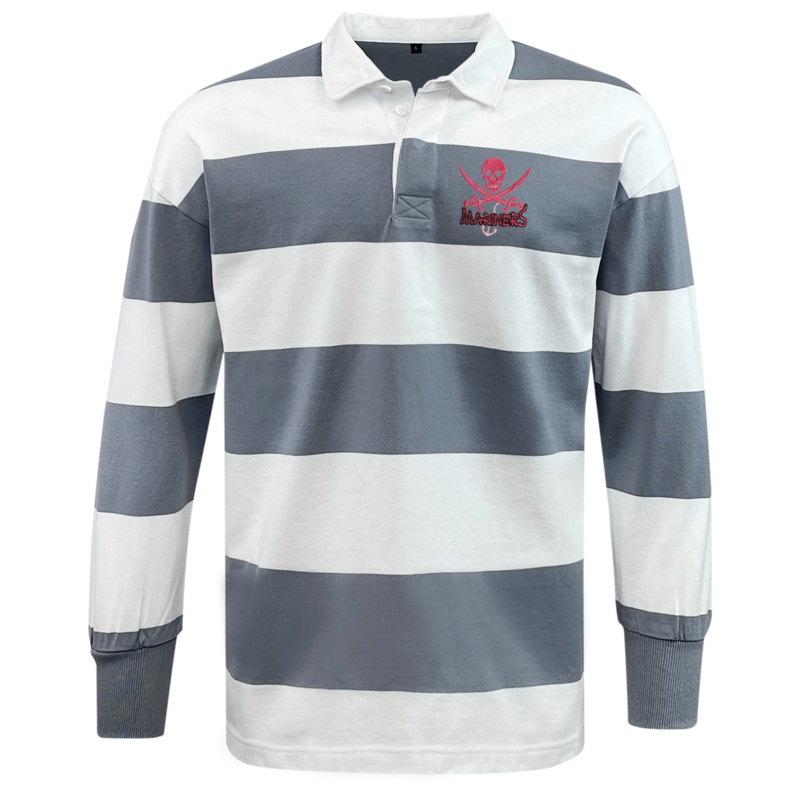 SUNY Maritime Classic Long Sleeve Hooped Rugby Jersey S Grey