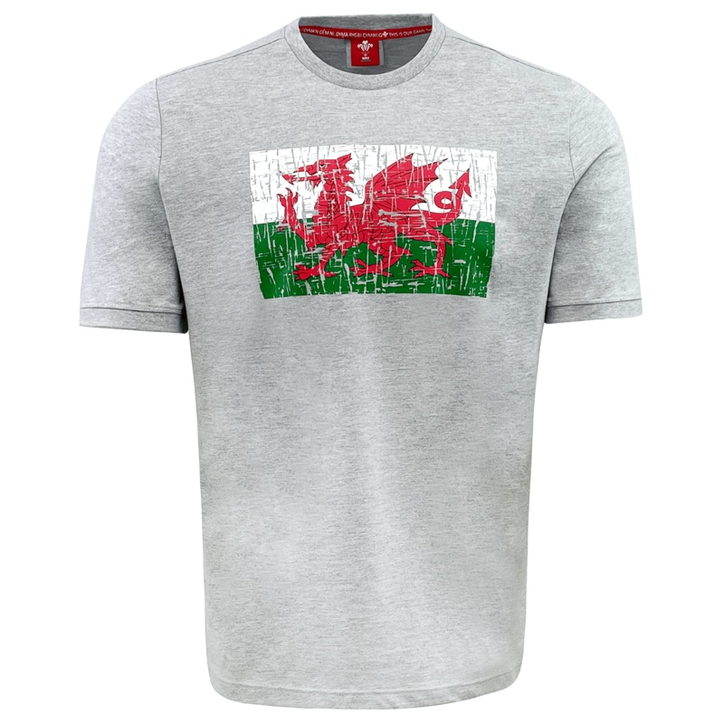 Wales Rugby Union Flag Tee S Grey