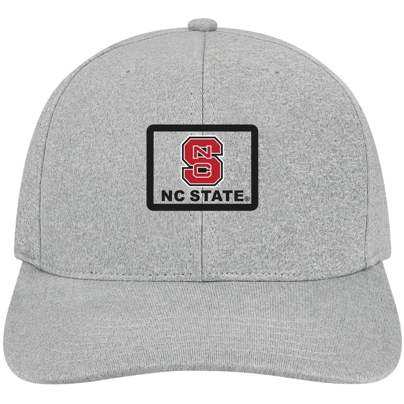 NC State Wolfpack Heather Grey Block S Back 9 Adjustable Hat