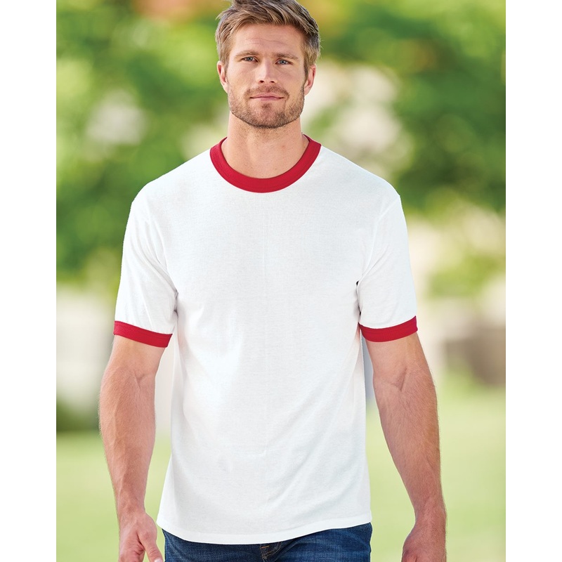 Augusta Men’s Sportswear 50/50 Ringer T-Shirt White/ Red S