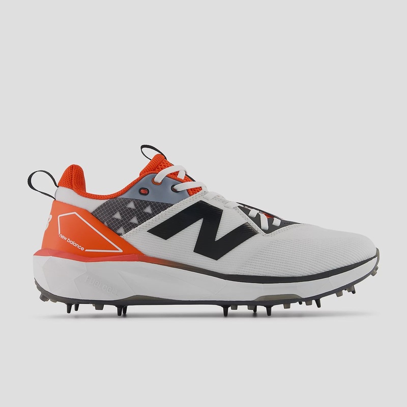 New Balance FuelCell CK10V6 Spike Cricket Shoe – White/Neo Flame US 9
