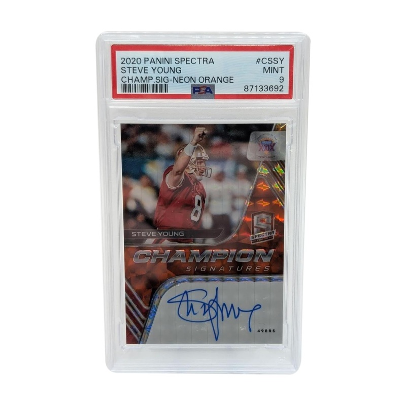 2020 Panini Spectra #CSSY Steve Young Championship Signatures – Neon Orange /5 PSA 9 Mint