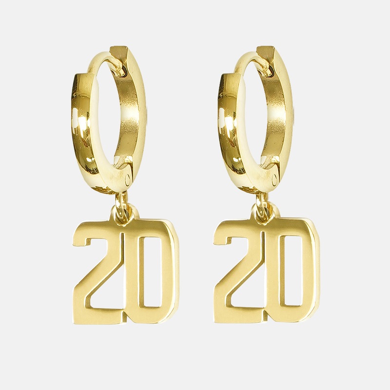 20 Number Earring – Gold Plated Stainless Steel Gold