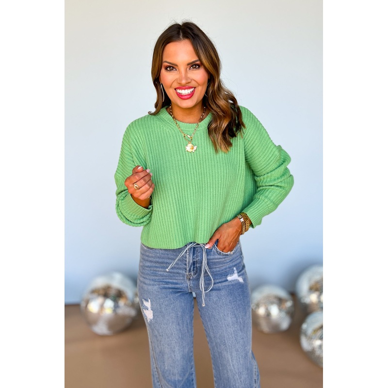 Seafoam Knit Crew Neck Drop Shoulder Sweater *FINAL SALE* Small