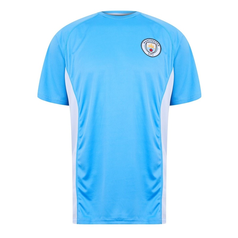 Source Lab Manchester City Poly T-Shirt Adults Small Blue