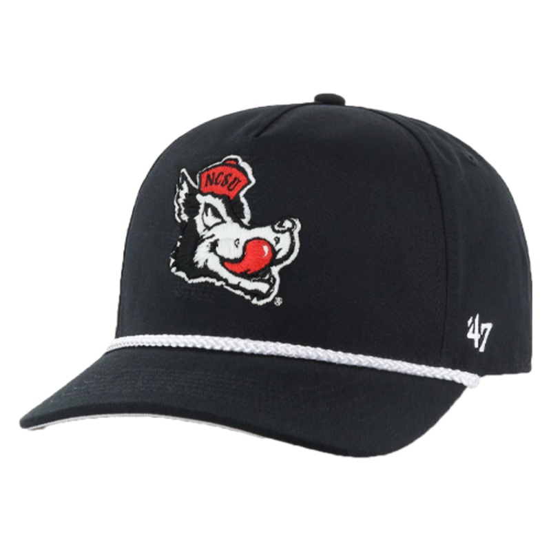 NC State Wolfpack ’47 Brand Hitch Black Slobbering Wolf Rope Adjustable Hat
