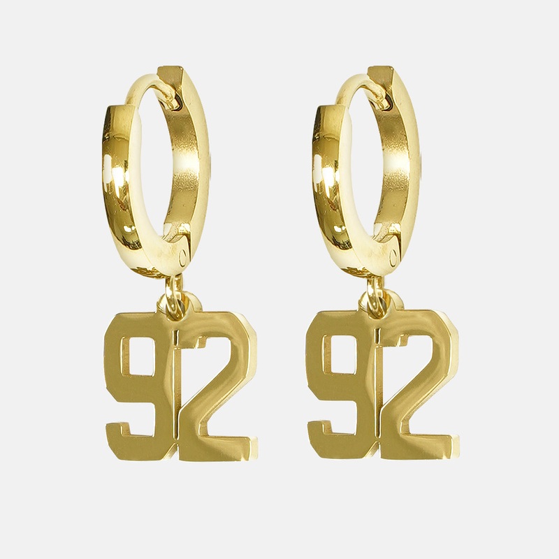 92 Number Earring – Gold Plated Stainless Steel Gold