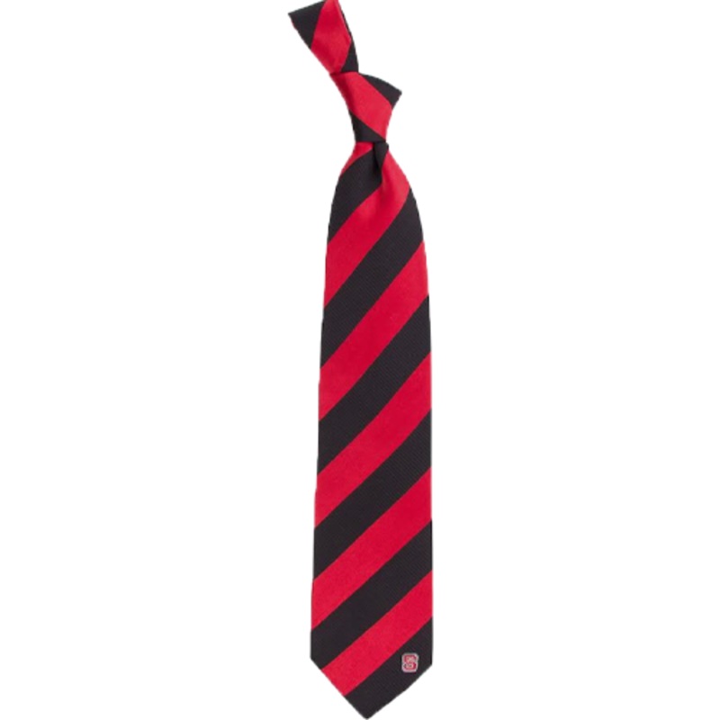 NC State Wolfpack Red and Black Striped Regiment Tie